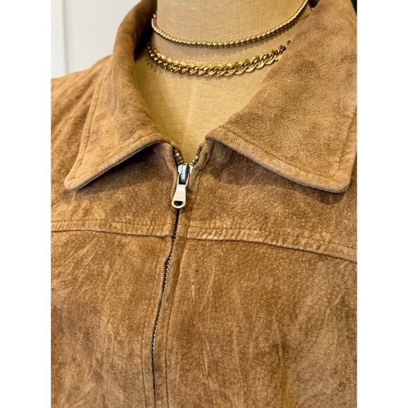 ST. JOHN"S BAY Suede Vest Top Jacket Brown Tan Zip Women size 18 Vintage - Picture 2 of 9